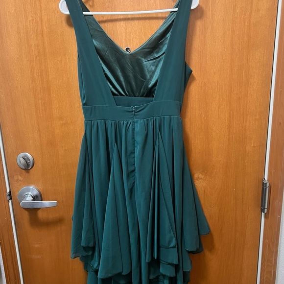 Forest Green Chiffon Dress with Layers - Picture 8 of 16